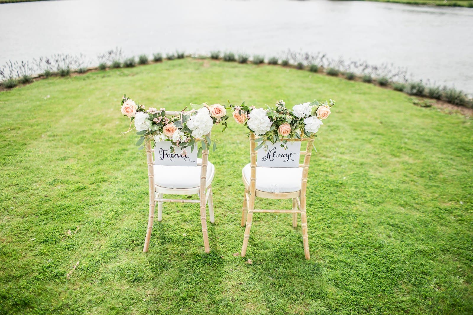 Sweetheart chairs decorated with garden roses