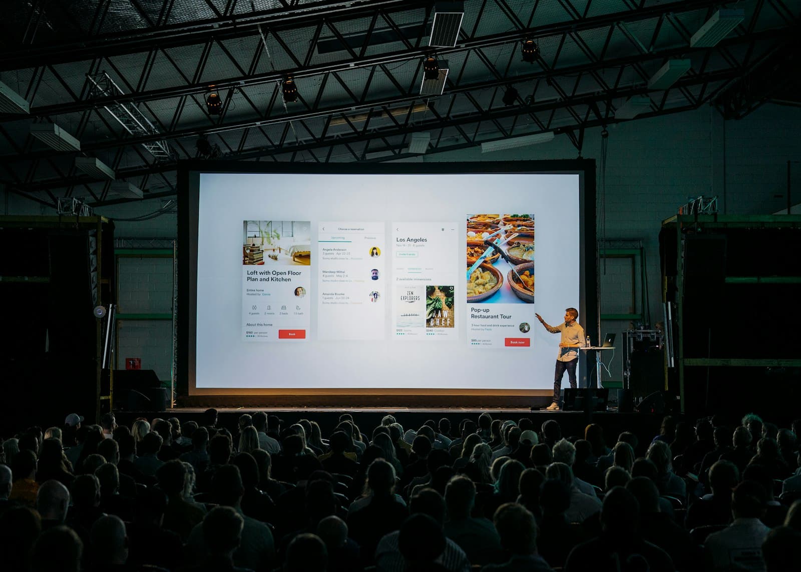 Keynote stage and screen at a company celebration